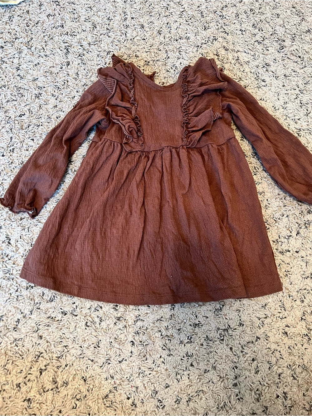 H&M Toddler Girls Long-Sleeve Brown Ruffle Dress - 18 Months